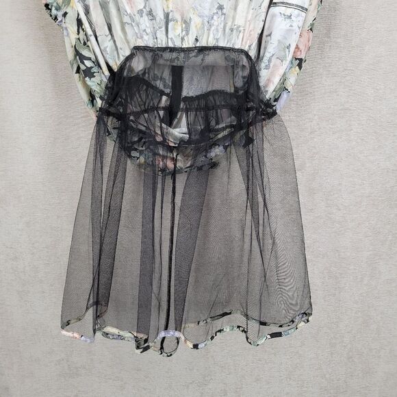 Impromptu 80s Vintage Floral Prom Puff Sleeve Dress Fitted Bodice - Picture 10 of 15